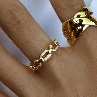 Bague - Laiton doré & oxyde de zirconium