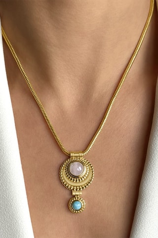 Collier - Quartz rose et amazonite