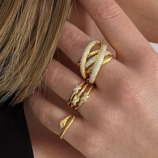 Bague - Laiton doré & zirconium