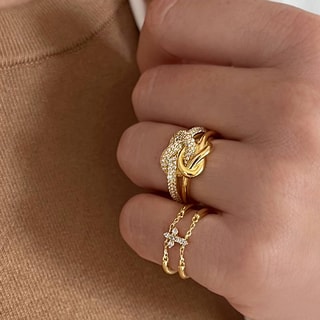 Bague - Laiton doré & zirconium