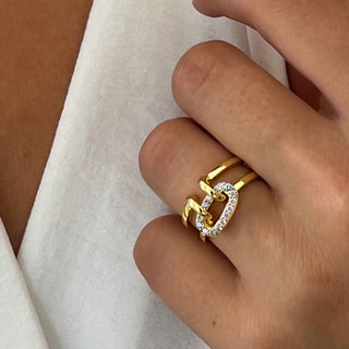 Bague - Laiton doré & zirconium