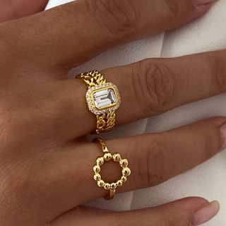 Bague - Laiton doré & oxyde de zirconium