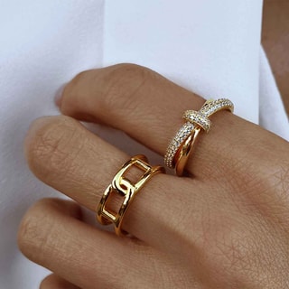 Bague - Laiton doré & oxyde de zirconium