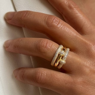 Bague - Laiton doré & zirconium