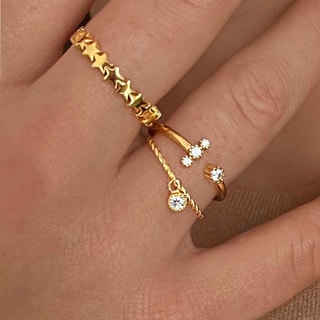 Bague - Laiton doré & oxyde de zirconium