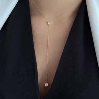 Collier - Laiton doré & zirconium