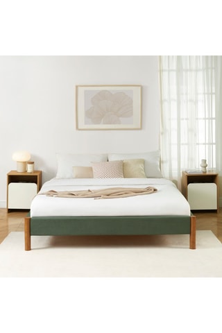 Lit avec sommier en bois d’eucalyptus et bois d’hévéa Bowi - Couchage 160 x 200 cm