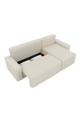 Canapé d'angle réversible et convertible Teo - Beige - 4 places - En tissu velours côtelé