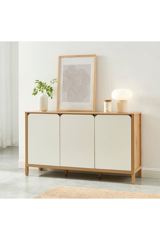 Buffet 3 portes en bois d’hévéa Kilda - 140 x 80 x 39 cm