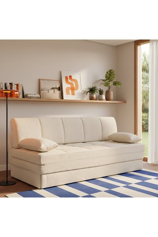 Banquette convertible Luma - Beige - 3 places - Revêtement en tissu