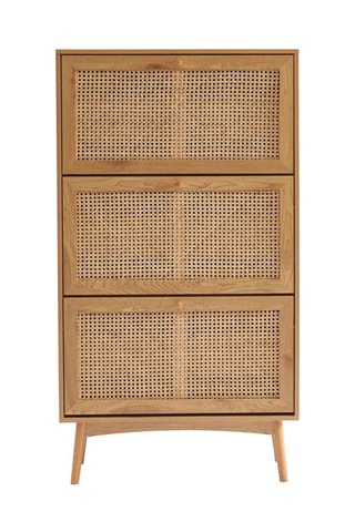 Meuble à chaussures Inès -  Imitation chêne et naturel