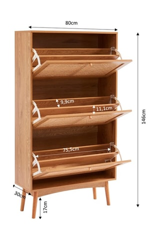 Meuble à chaussures Inès -  Imitation chêne et naturel