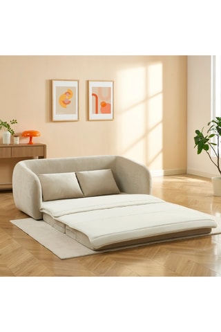 Canapé convertible Paz - Beige - 2   places - Revêtement en tissu chenille