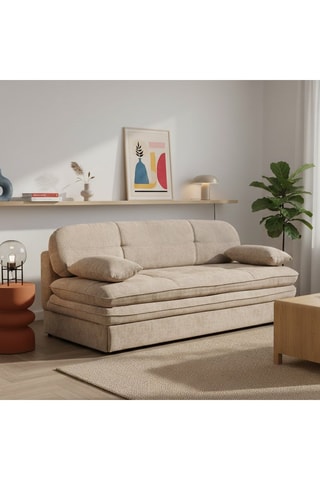 Banquette convertible Cila - Taupe - 3 places - Revêtement en tissu