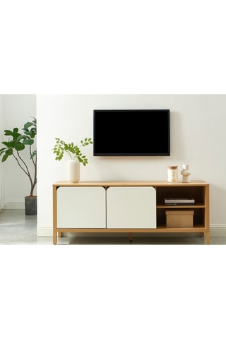 Meuble TV 2 portes en bois d’hévéa Kilda - 140 x 54 x 39 cm