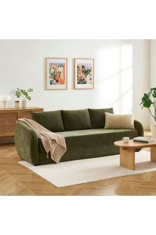 Canapé convertible Paz - Vert - 3 places - Revêtement en tissu chenille