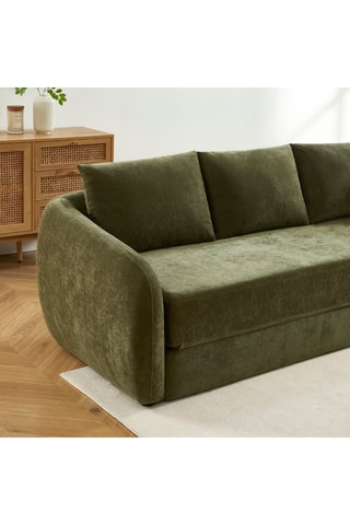 Canapé convertible Paz - Vert - 3 places - Revêtement en tissu chenille