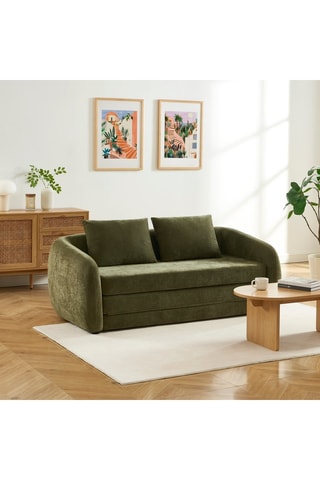 Canapé convertible Paz - Vert - 2 places - Revêtement en tissu chenille