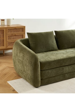 Canapé convertible Paz - Vert - 2 places - Revêtement en tissu chenille