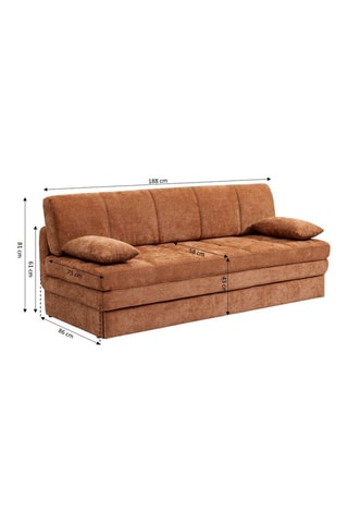 Banquette convertible Luma - Terracota - 3 places - Revêtement en tissu