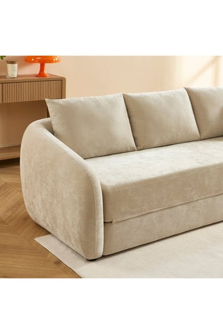 Canapé convertible Paz - Beige - 3 places - Revêtement en tissu chenille