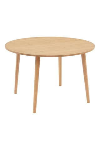 Table à manger en bois d’hévéa massif avec revêtement en chêne Oratello - Jusqu'à 4 personnes - 120 x 75 x 120 cm