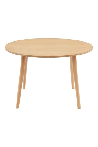 Table à manger en bois d’hévéa massif avec revêtement en chêne Oratello - Jusqu'à 4 personnes - 120 x 75 x 120 cm