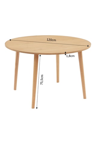 Table à manger en bois d’hévéa massif avec revêtement en chêne Oratello - Jusqu'à 4 personnes - 120 x 75 x 120 cm