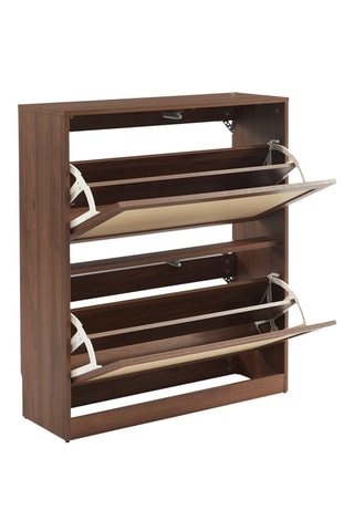 Meuble à chaussures 2 abattants en bois d’hévéa Haria - 80 x 92 x 25 cm