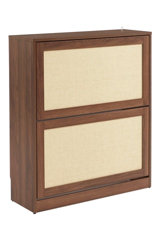 Meuble à chaussures 2 abattants en bois d’hévéa Haria - 80 x 92 x 25 cm