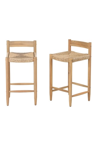 2 tabourets de bar en acacia Teva - 41,5 x 82 x 43 cm