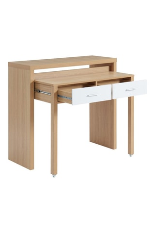 Bureau extensible 2 tiroirs Studio - Imitation bois