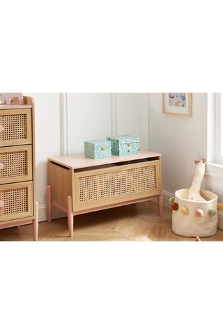 Coffre à jouets Pablo - 74 x 47,5 x 40 cm - Marron et rose