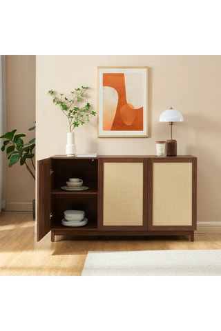 Buffet 3 portes en bois d'hévéa  Haria - 140 x 80 x 41 cm