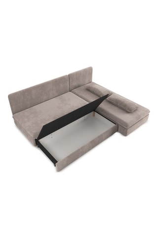 Banquette d'angle Noma - Taupe - 4 places - Revêtement en velours côtelé