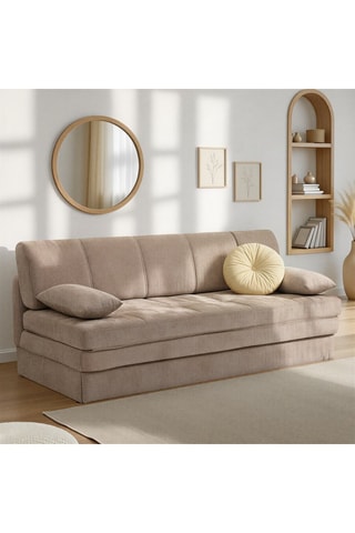 Banquette convertible Luma - Taupe - 3 places - Revêtement en tissu