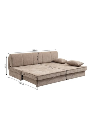 Banquette convertible Luma - Taupe - 3 places - Revêtement en tissu