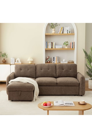 Canapé d'angle convertible et réversible en bois Impa -  Marron - 4 places - En polyester