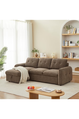 Canapé d'angle convertible et réversible en bois Impa -  Marron - 4 places - En polyester