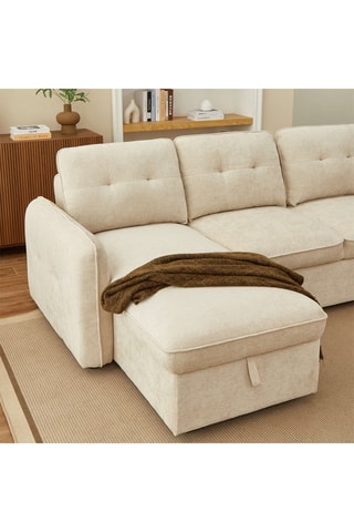 Canapé d'angle convertible et réversible en bois Impa -  Beige - 4 places - En ployester