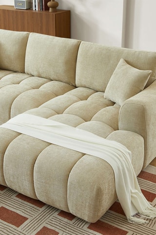 Canapé d’angle droit en bois Kerea -  Taupe - 4 places - En tissu chenille