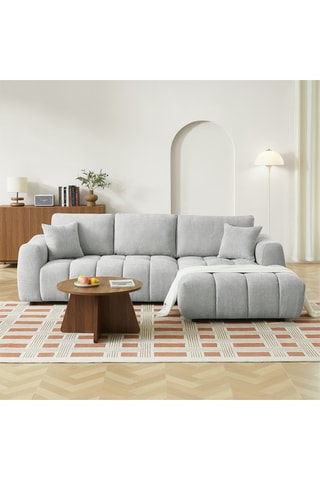 Canapé d’angle droit  en bois Kerea -  Gris clair - 4 places - En polyester