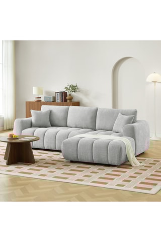 Canapé d’angle droit  en bois Kerea -  Gris clair - 4 places - En polyester