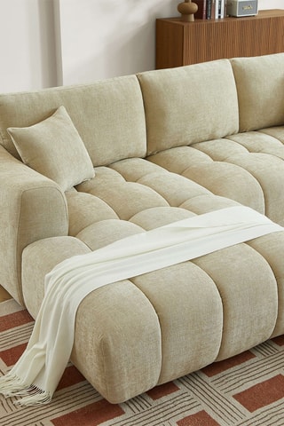 Canapé d’angle gauche en bois Kerea -  Beige chiné - 4 places - En polyester