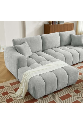 Canapé d’angle gauche en bois Kerea -  Gris chiné - 4 places - En polyester