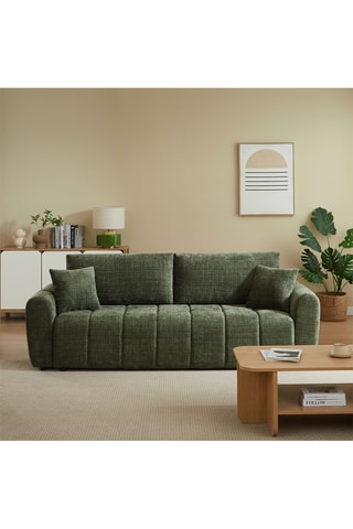 Canapé droit convertible  en bois d'eucalyptus Jonea -  Vert foncé - 3 places - En tissu texturé