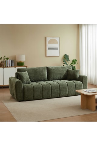 Canapé droit convertible  en bois d'eucalyptus Jonea -  Vert foncé - 3 places - En tissu texturé