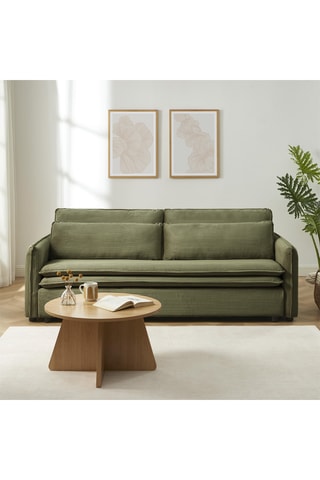 Canapé convertible  Cibola -  Vert - 3 places - En tissu velours côtelé