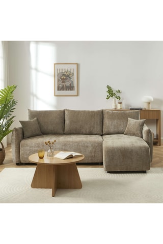 Canapé d'angle convertible  Nemea -  Marron - 4 places - En polyester