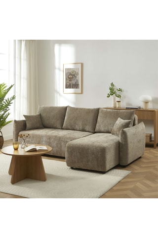 Canapé d'angle convertible  Nemea -  Marron - 4 places - En polyester